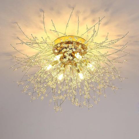 Lampa sufitowa LED kryształowy żyrandol nowoczesna kryształowa lampa wisząca K9 lampa sufitowa regulowana temperatura barwowa 3000 K/4500 K/6500 K 6 G9 lampa sufitowa złota