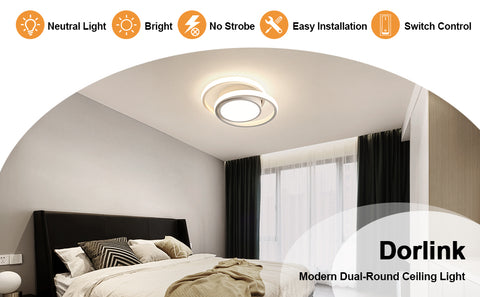 Lampa sufitowa LED, okrągła lampa sufitowa 32W, nowoczesna oprawa sufitowa do przedpokoju sypialnia kuchnia salon, chłodna biel 4000K