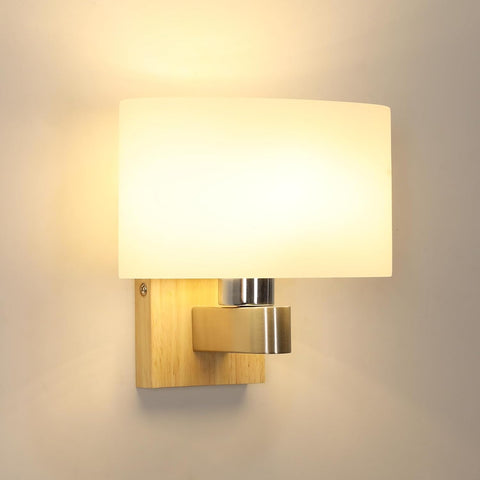 Lampa Ścienna Drewno Szkło E27