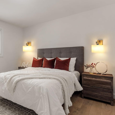Lampa Ścienna Drewno Szkło E27