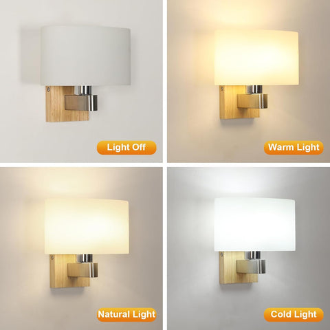 Lampa Ścienna Drewno Szkło E27
