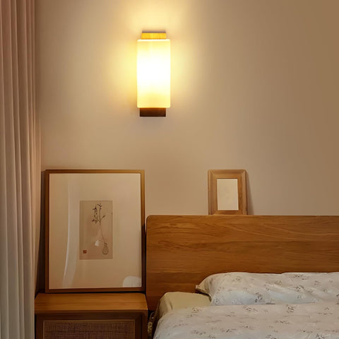 Kinkiet Ścienny Vintage z Drewna i Szkła – Lampa Wewnętrzna E27