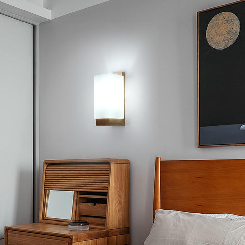 Kinkiet Ścienny Vintage z Drewna i Szkła – Lampa Wewnętrzna E27