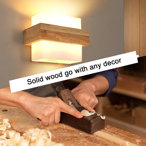 Wewnętrzna Lampa Ścienna z Drewna E27 z Żarówką 12W Trzy Kolory