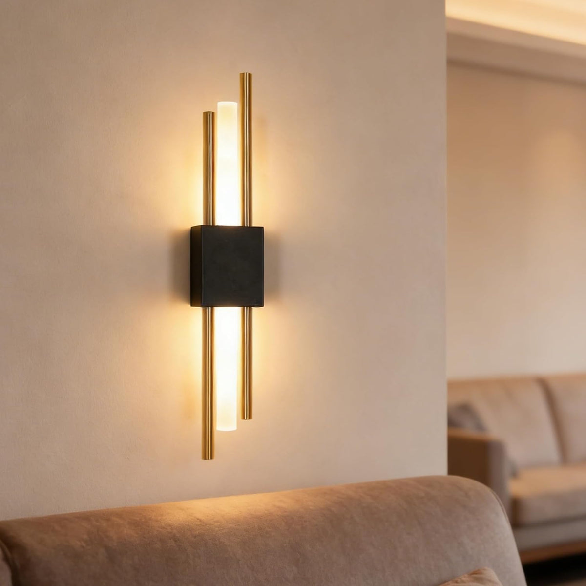 Kinkiet LED Wewnętrzny Czarny i Złoty 40CM 10W 3000K Ciepłe Światło