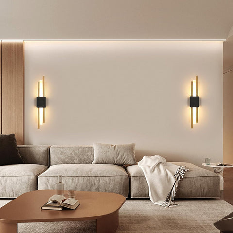 Kinkiet LED Wewnętrzny Czarny i Złoty 40CM 10W 3000K Ciepłe Światło