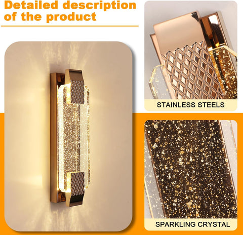 Kinkiet LED Crystal Gold 12W