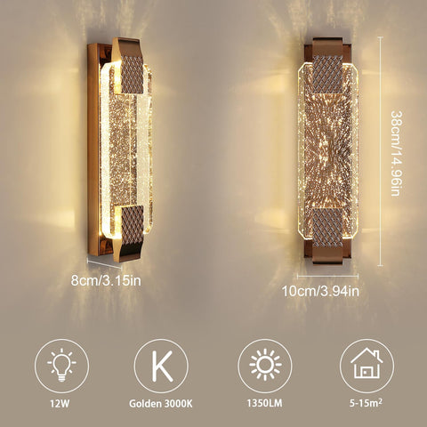 Kinkiet LED Crystal Gold 12W