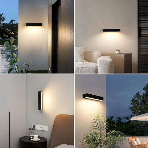 Nowoczesna Zewnętrzna Lampa Ścienna LED 16W Czarna IP65 3000K
