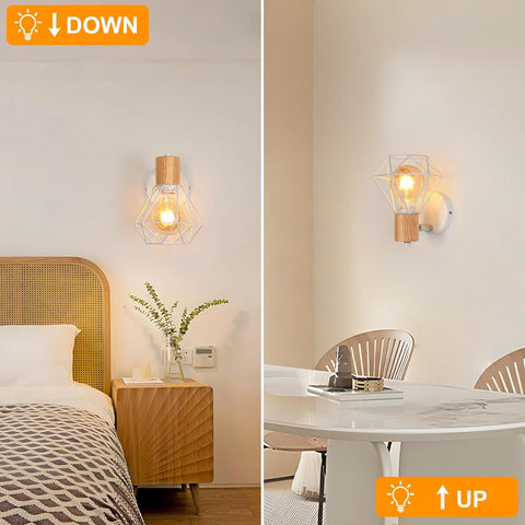 Lampa ścienna w stylu industrialnym z metalowym kloszem typu klatka i oprawką E27