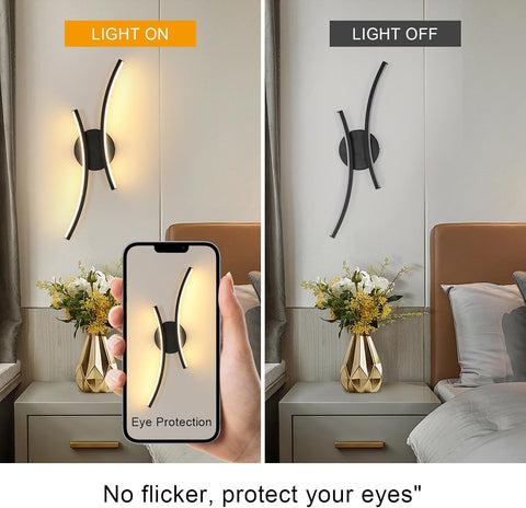 Nowoczesna lampa ścienna LED 20W 2250LM czarna