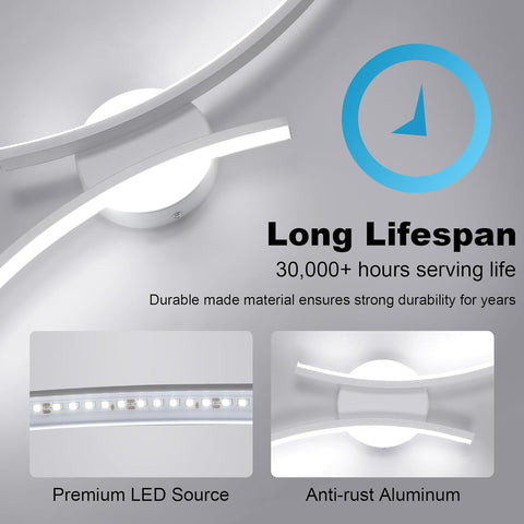 Nowoczesna łukowa lampa ścienna LED 20W | 6500K zimna biel