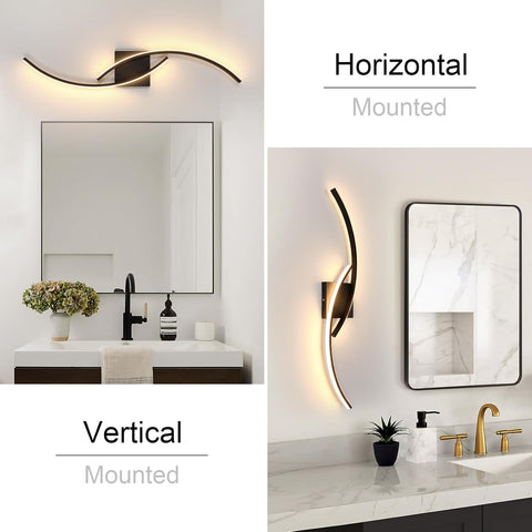 Czarna falista lampa ścienna LED 27W