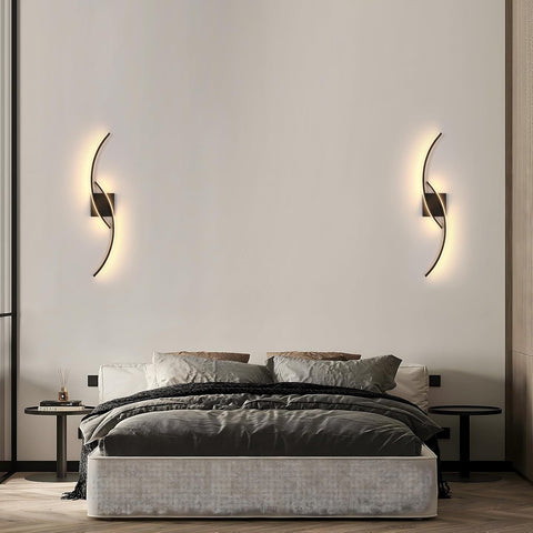 Czarna falista lampa ścienna LED 27W