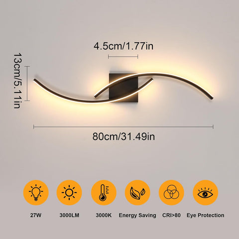 Kreatywna Lampa Ścienna LED 27W Wewnętrzna Czarna
