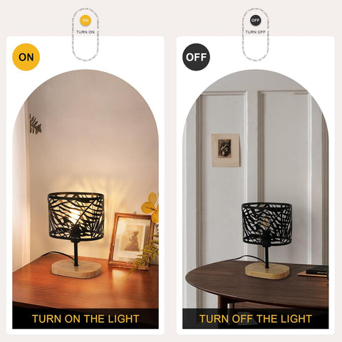 Lampka Nocna z Drewna i Metalu – Czarna