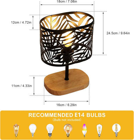 Lampka Nocna z Drewna i Metalu – Czarna