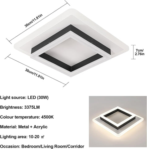 Kwadratowa Lampa Sufitowa LED 4500K