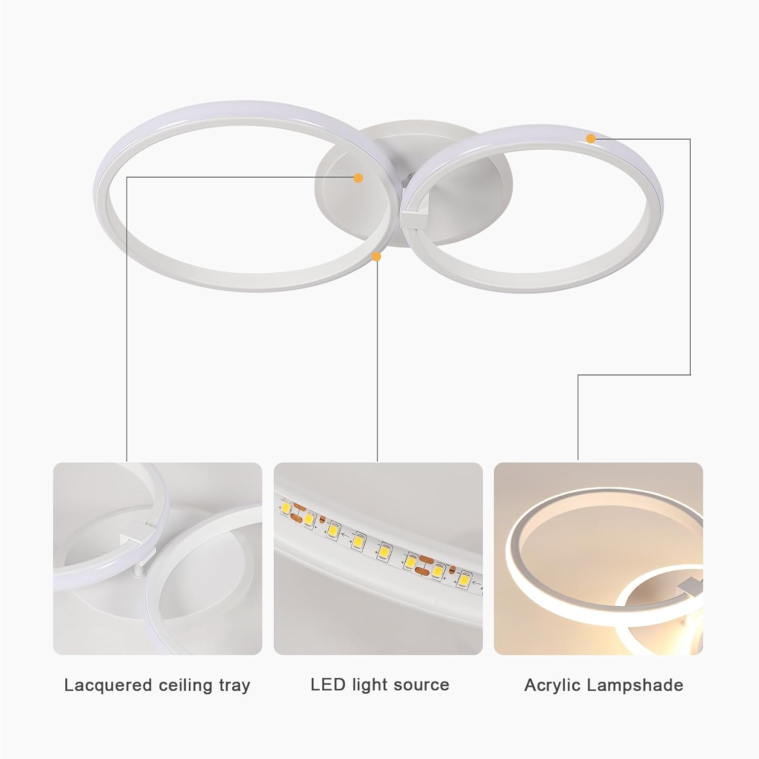 Nowoczesna Lampa Sufitowa LED 42W Okrągła Ciepła Biel