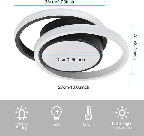 Nowoczesna Lampa Sufitowa LED z Podwójnym Okręgiem 32W