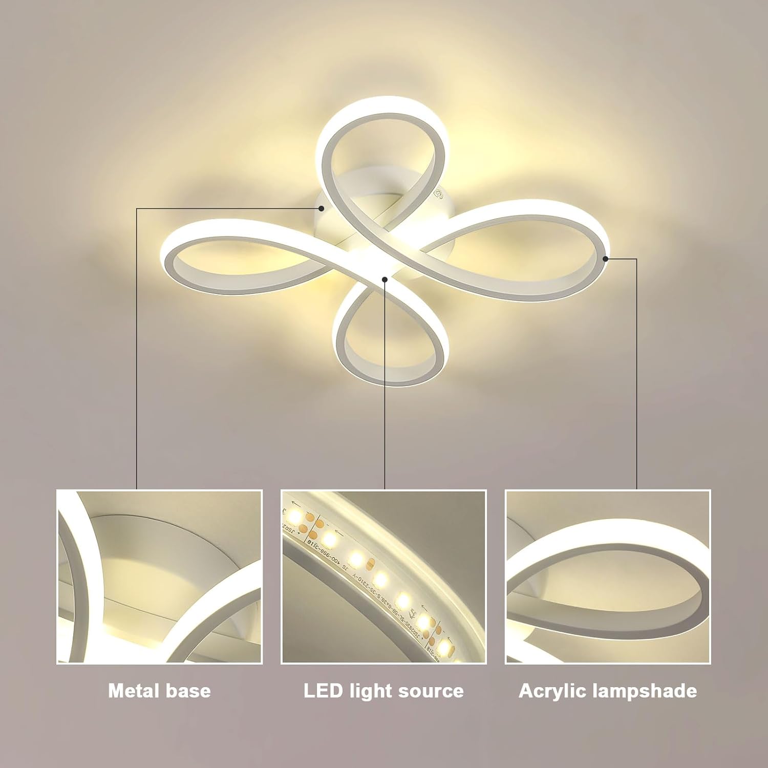 Nowoczesny Plafon LED 30W w Kwiatowy Wzór