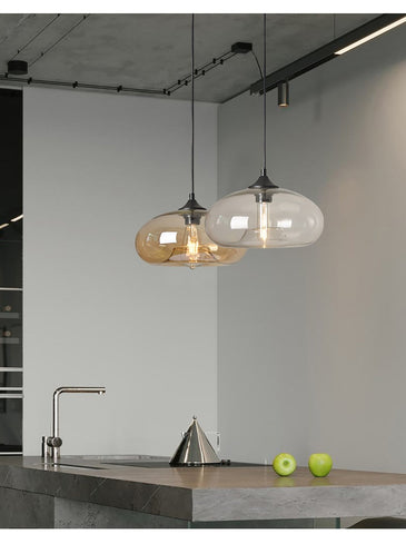 Nowoczesna szklana wisząca kolorowa lampa wisząca do salonu Bar kuchnia restauracja kawiarnia jadalnia Nordic oprawy oświetleniowe do domu (kolor bursztynowy)