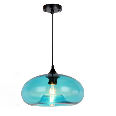 Lampe à suspension colorée suspendue en verre moderne pour salon Bar cuisine Restaurant café salle à manger luminaires nordiques pour la maison (bleu couleur)