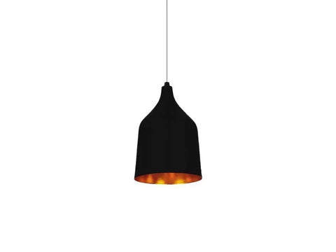 Prosta czarna metalowa lampa wisząca z aluminiowym trzonkiem E27 - do przedpokoju, salonu, kuchni, sypialni.