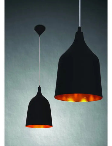 Prosta czarna metalowa lampa wisząca z aluminiowym trzonkiem E27 - do przedpokoju, salonu, kuchni, sypialni.