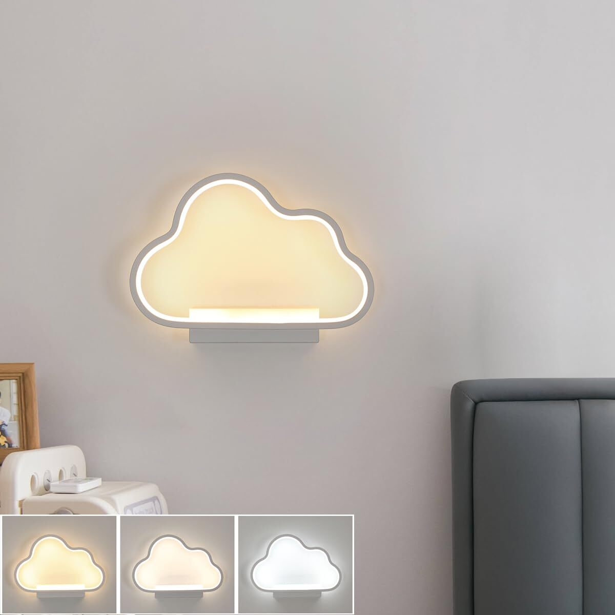 Kinkiet LED, biały 28*20cm, aluminium, światło trójkolorowe 6500K+4500K+3000K, do sypialni