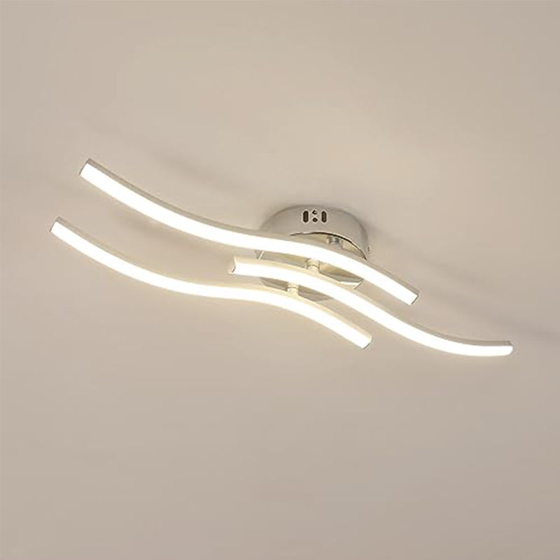 Moderne LED-plafondlamp met drie parallelle golven - zilveren kroonluchter, 18W 60*12cm, warm licht 3000K, 220V