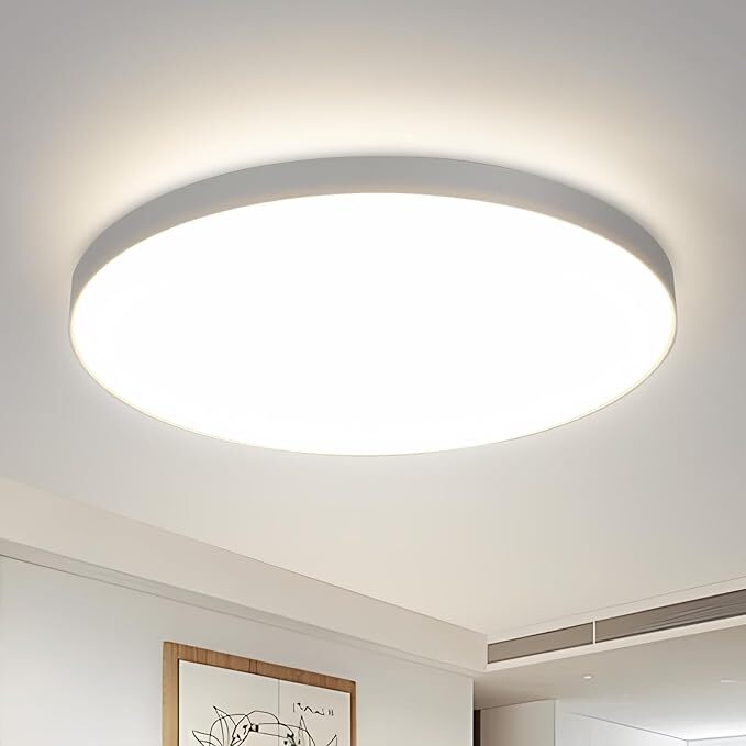 Luz de techo LED blanca redonda, luz blanca neutra 18W 4000K, ABS, impermeable IP44, para baño dormitorio