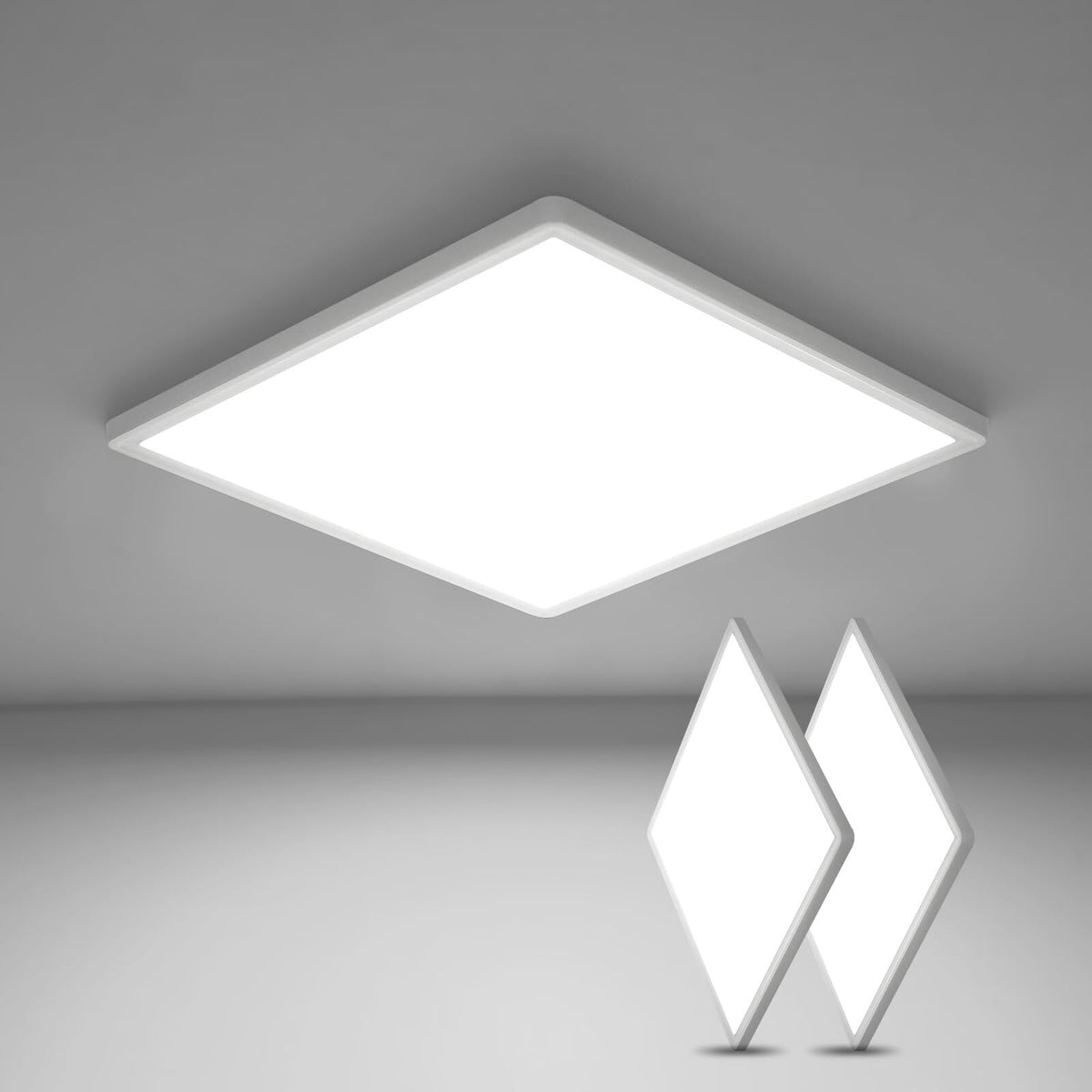 2 stuks ultradunne LED-plafondlamp, wit vierkant * 30 cm, 24 W 6500 K koel wit licht, voor slaapkamer badkamer