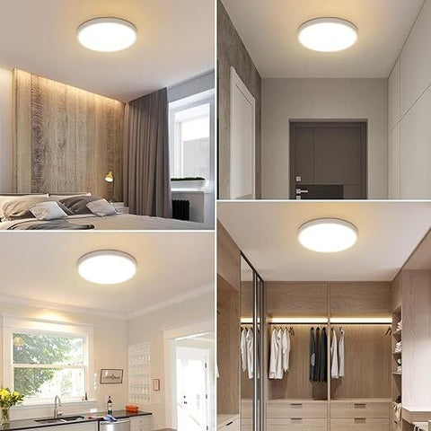 Okrągła biała lampa sufitowa LED, ultrapłaska, 24W ciepłe białe światło 3000K, PVC, wodoodporna IP44 - Ø30 CM, do łazienki, balkonu w sypialni