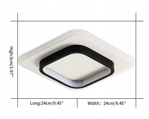 Lampa sufitowa LED, kwadratowa czarna + biała, 40W 6500K chłodne białe światło, 40*40*5CM, do korytarza