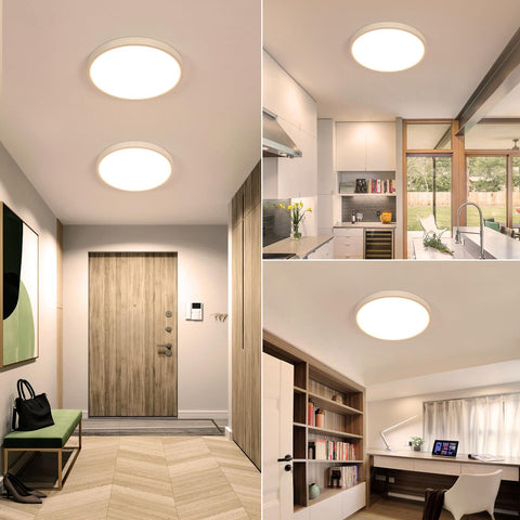 2 szt. Ultra cienka lampa sufitowa LED, biała okrągła * 40 cm, 36 W 3500 K ciepłe białe światło, pcv, potrójna ochrona do łazienki w sypialni