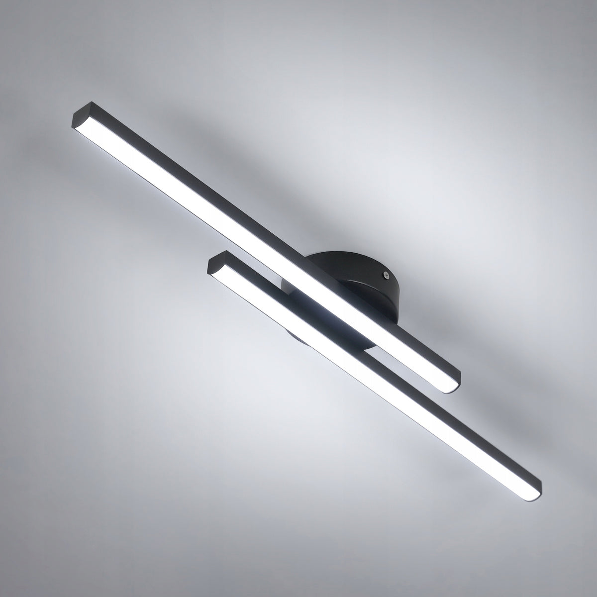 Tricolorowe lampy sufitowe LED z 2 prostymi równoległościami, czarne, 17W 58,5*10CM, aluminium, do salonu, sypialni