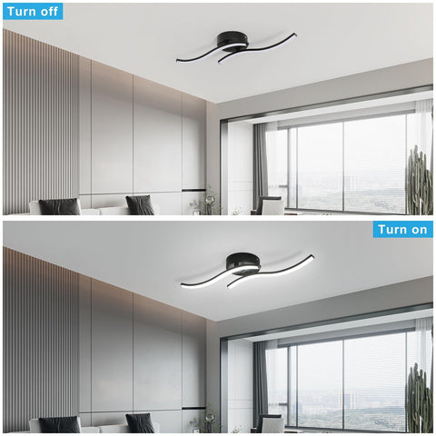 Lampy sufitowe LED, 2 czarne równoległe, 12W 6500K chłodne białe światło, 60*12 CM, do salonu w sypialni