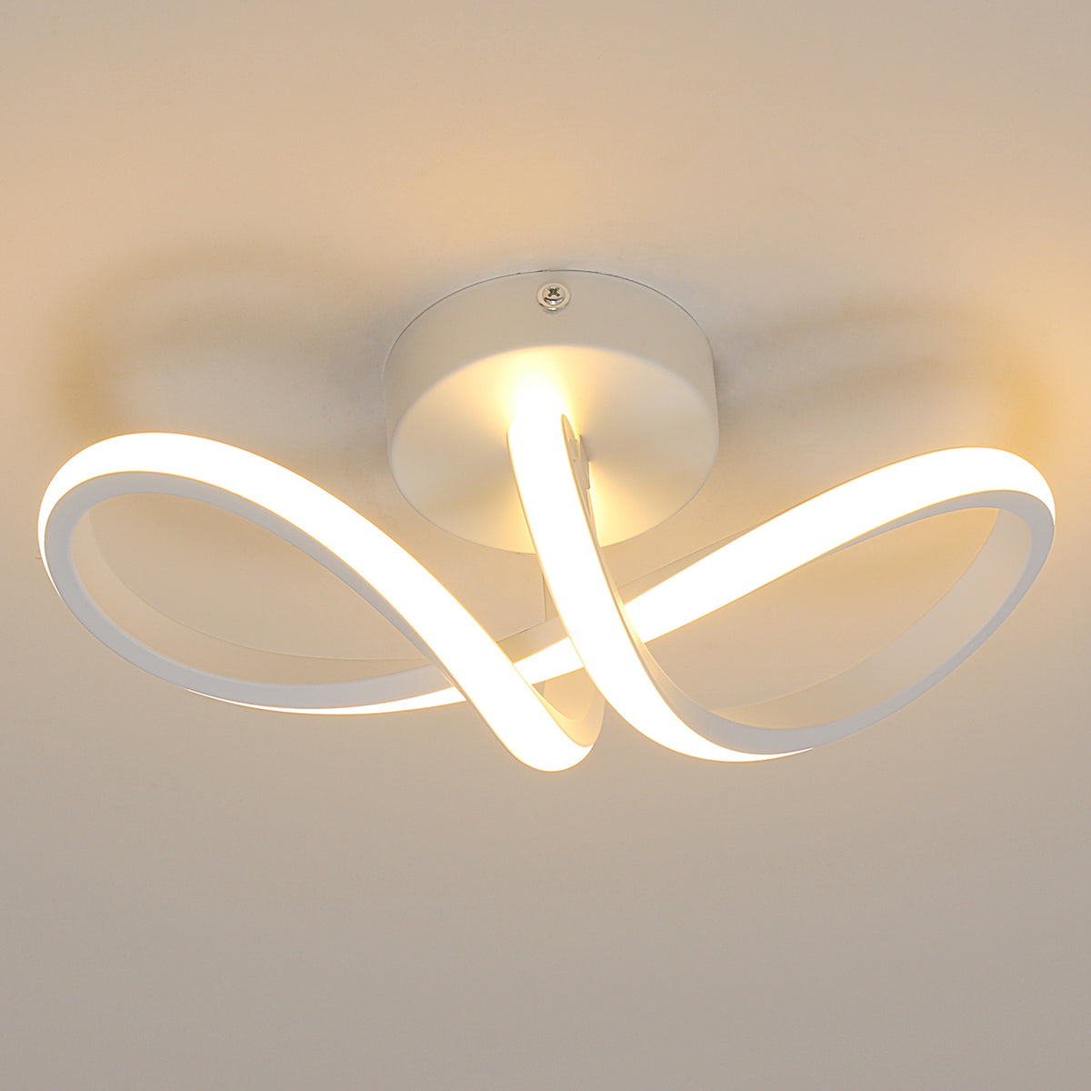 Plafonnier LED Aluminium en Forme de 8 Blanc L29*W10, Lumière Neutre 16W, Convient pour le Salon, la Chambre, la Cuisine, le Couloir