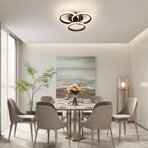 Kreatywna lampa sufitowa LED, 3 czarne kule, 39W 4500K neutralne białe światło, aluminium, D40*H11,5CM