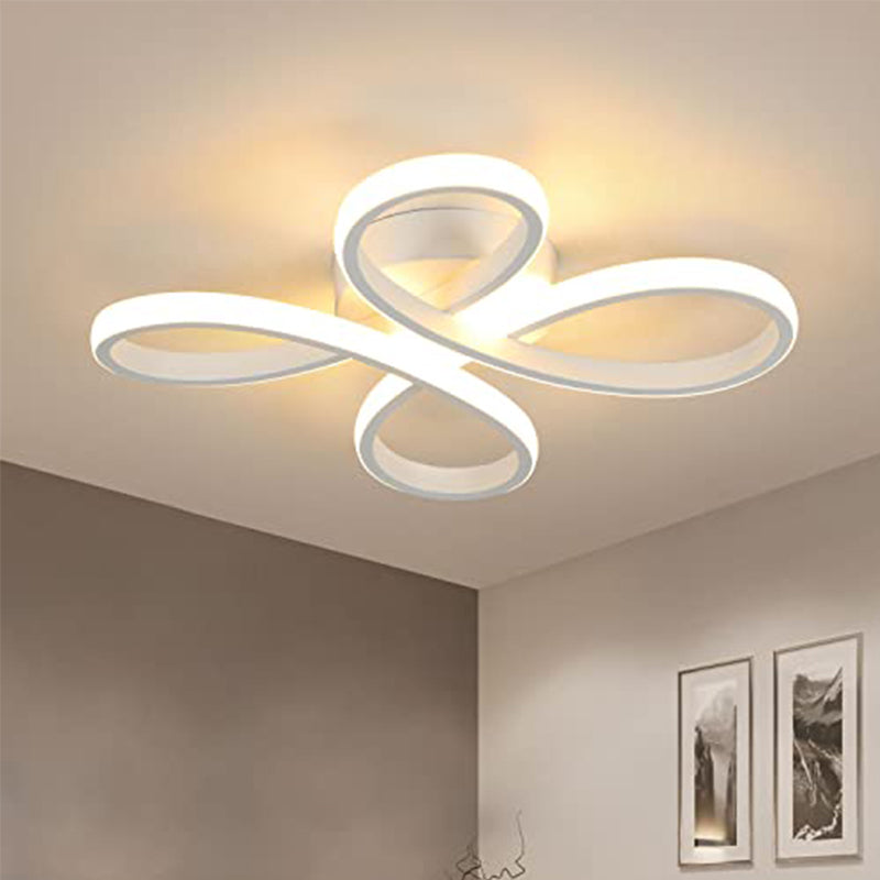 Plafonnier Moderne LED en Aluminium en Forme de Fleur - Blanc, 40cm, Lumière Chaude - Idéal pour le Salon, la Chambre, la Cuisine et le Couloir