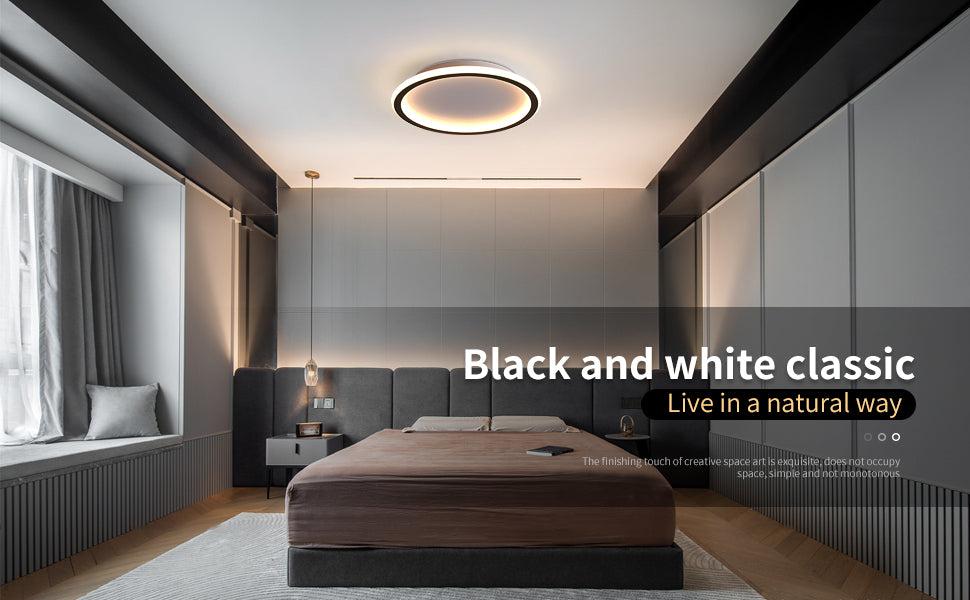 Nowoczesna lampa sufitowa LED 24W Ciepła biel 3000K Okrągła lampa sufitowa do salonu Sypialnia Jadalnia Biuro Czarny