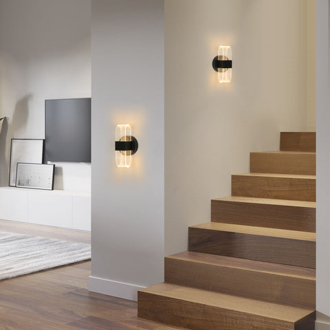 Kinkiet LED, nowoczesny kinkiet LED z możliwością przyciemniania, czarny owalny 10W akrylowy kinkiet wewnętrzny do sypialni nocny korytarz salon, 3000-6500K
