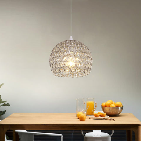 Nowoczesny żyrandol kryształowy Nowoczesna lampa wisząca żyrandol E27 Chromowana oprawa oświetleniowa wisząca z regulowanym kablem o długości 120 cm Nadaje się do kuchni, sypialni, biura, salonu (żarówka nie jest dołączona)