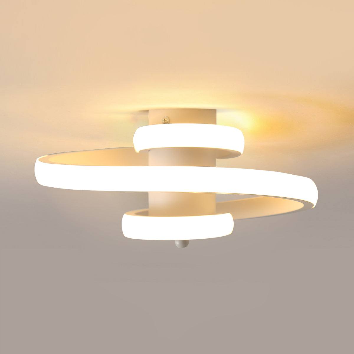 Lámpara de techo LED moderna, lámpara de araña con diseño de cinta en espiral simple de 22 W, iluminación de techo con luz blanca cálida de 3500 K para sala de estar, dormitorio, comedor, pasillo (blanco).