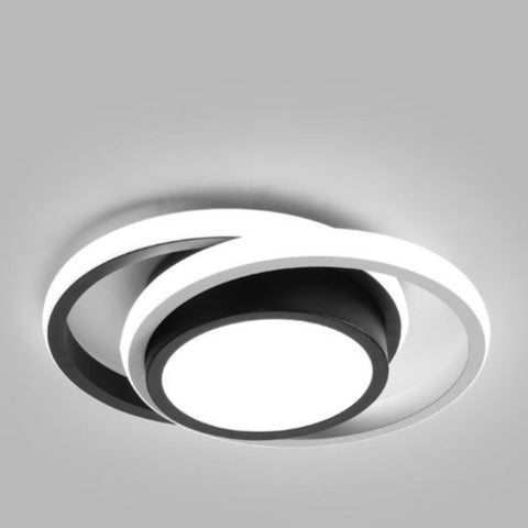 Nowoczesna lampa sufitowa LED, lampa sufitowa z 2 pierścieniami 21 W, biała akrylowa metalowa lampa sufitowa do salonu, gabinet 4500 K