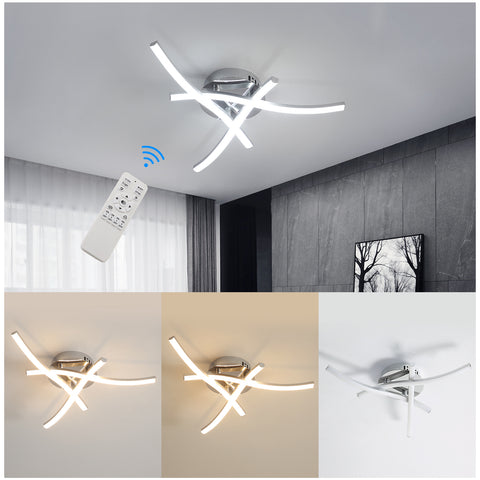 Ściemnialna lampa sufitowa LED, oprawa sufitowa z pilotem, nowoczesny żyrandol o mocy 18 W do sypialni, salonu, przedpokoju