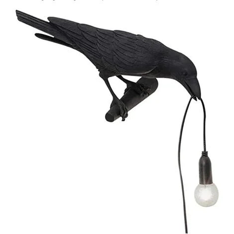 Kinkiet Raven, unikalna gotycka kinkiet Raven Birds do nocnej sypialni salon wystrój wiejskiego domu (lewy czarny kinkiet)