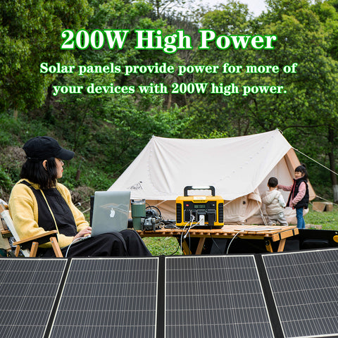 Panel słoneczny 200 W — moc monokrystaliczna, wyjście DC 20 V/10 A lub 39 V/5,12 A, 3 warstwy