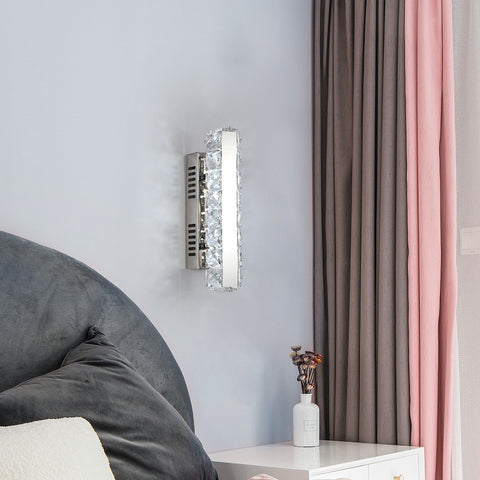 Kinkiet LED, nowoczesny kryształowy kinkiet, liniowy design, 6000K zimne światło oświetlenie wewnętrzne ściany, do łazienki salon sypialnia kuchnia korytarz restauracja